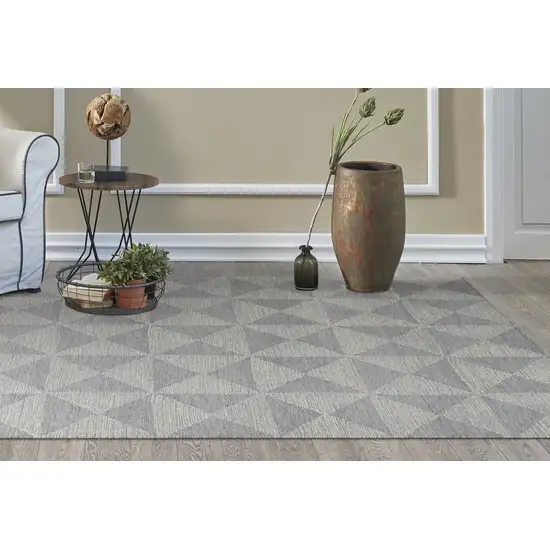Gray And Light Gray Wool Geometric Hand Tufted Area Rug Photo 5