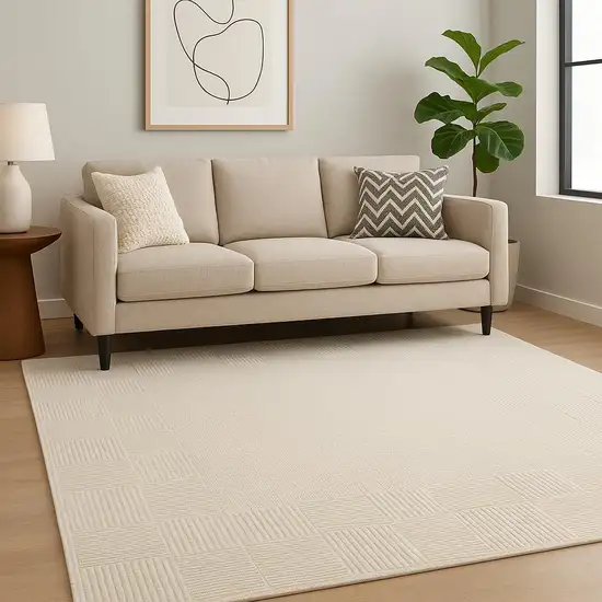 Ivory Geometric Power Loom Area Rug Photo 1