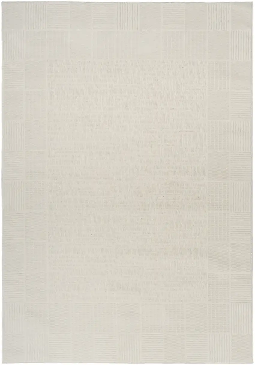 Ivory Geometric Power Loom Area Rug Photo 2