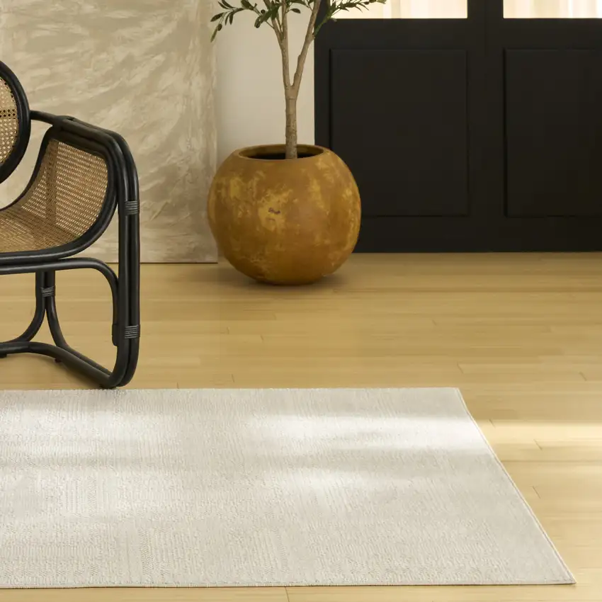 Ivory Geometric Power Loom Area Rug Photo 4