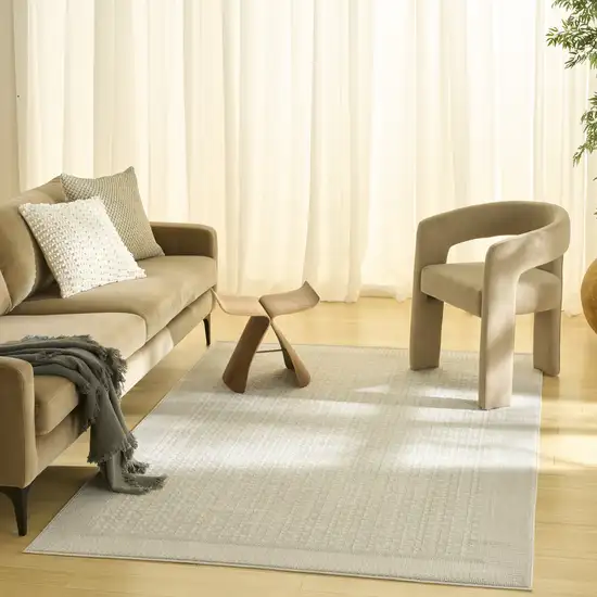 Ivory Geometric Power Loom Area Rug Photo 5