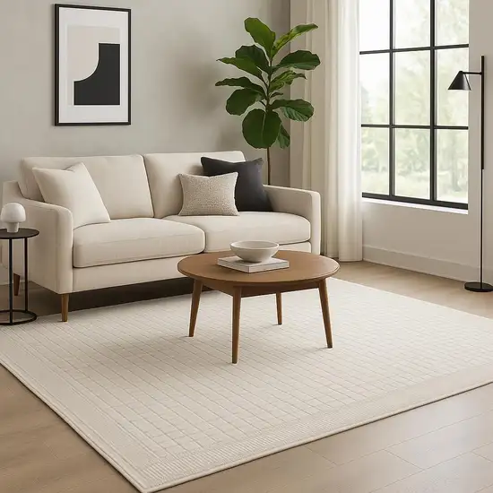 Ivory Geometric Power Loom Area Rug Photo 1