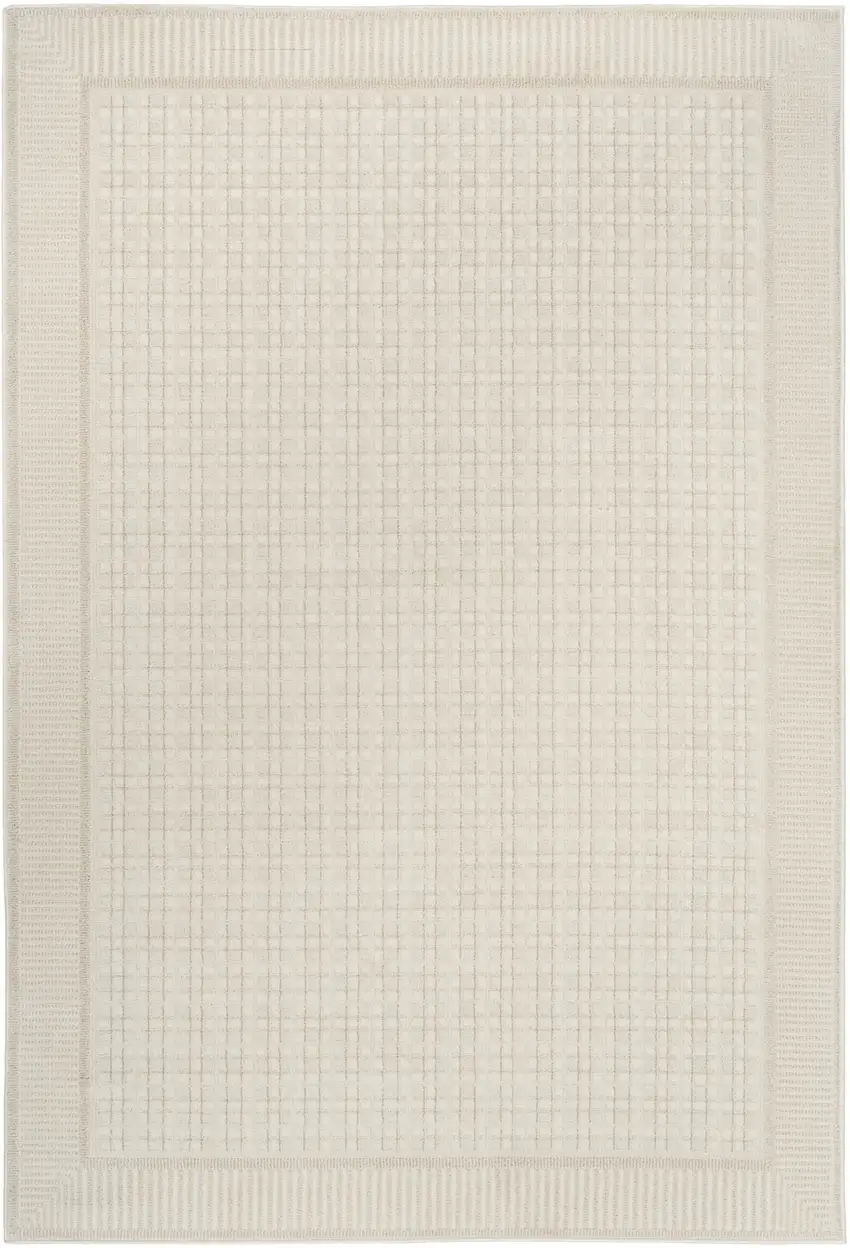 Ivory Geometric Power Loom Area Rug Photo 6