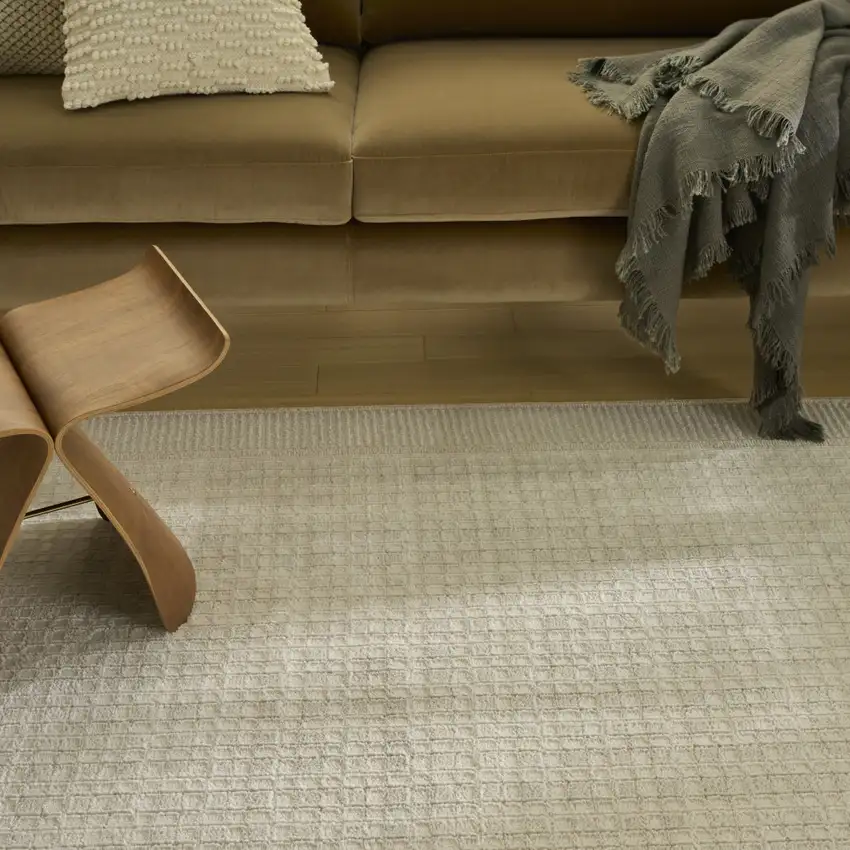 Ivory Geometric Power Loom Area Rug Photo 4