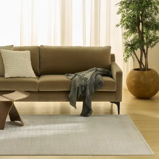 Ivory Geometric Power Loom Area Rug Photo 3