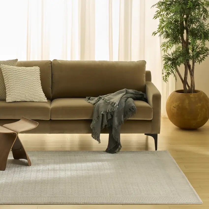 Ivory Geometric Power Loom Area Rug Photo 3