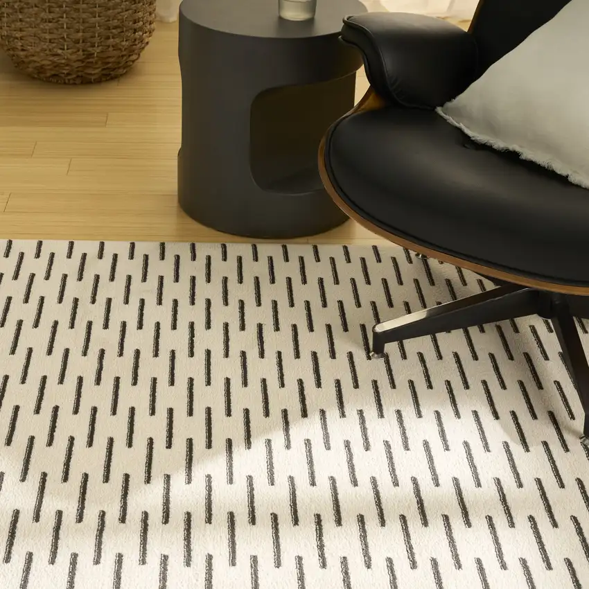 Ivory Geometric Power Loom Area Rug Photo 6