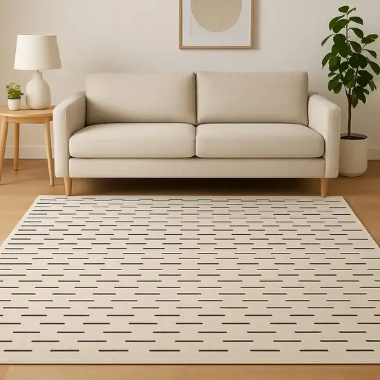 Ivory Geometric Power Loom Area Rug Photo 1