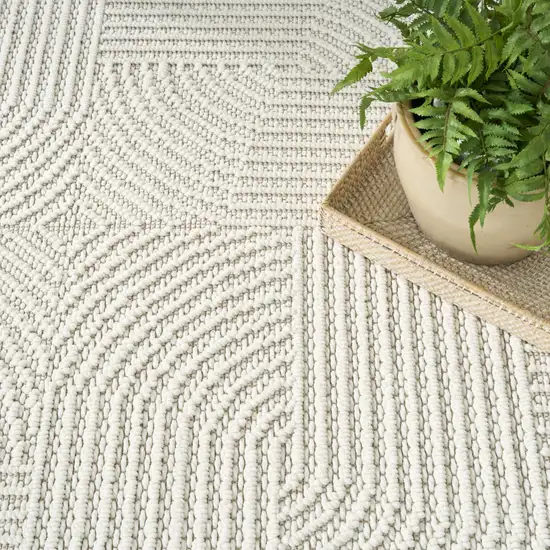 Ivory Geometric Power Loom Area Rug Photo 5