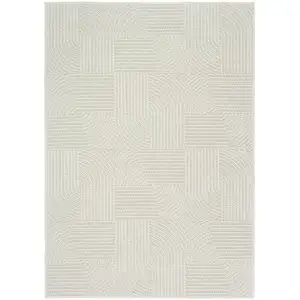 Photo of Ivory Geometric Power Loom Area Rug