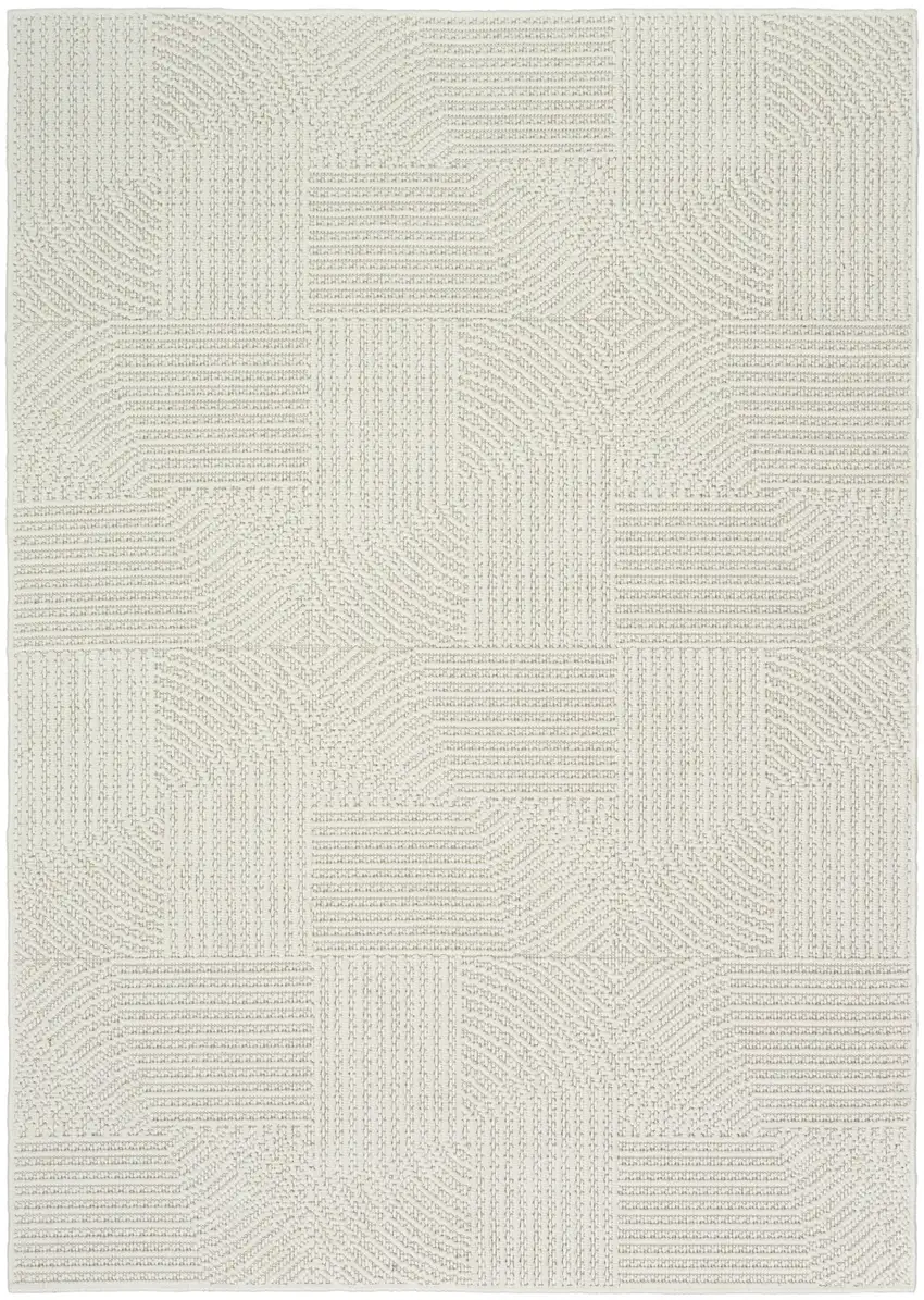 Ivory Geometric Power Loom Area Rug Photo 6