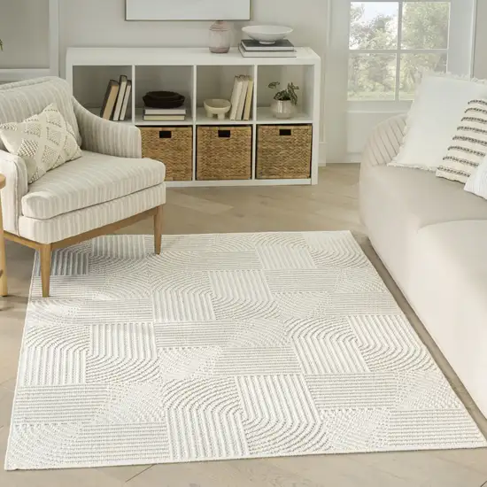 Ivory Geometric Power Loom Area Rug Photo 3