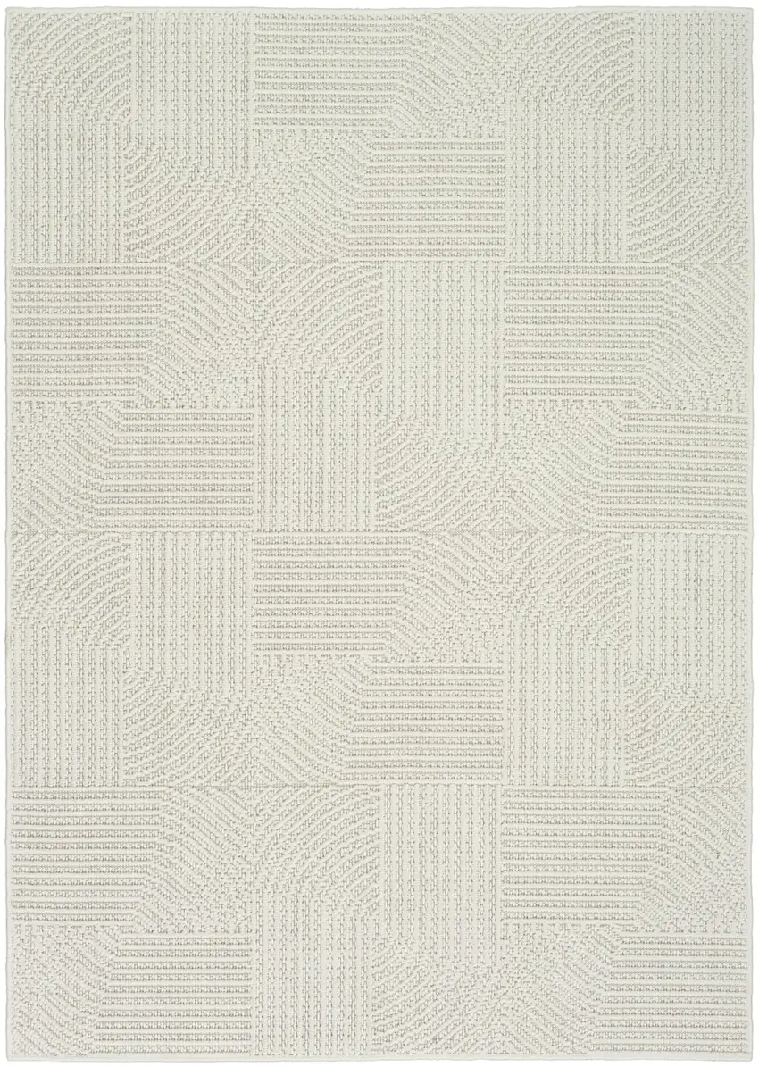 Ivory Geometric Power Loom Area Rug Photo 8