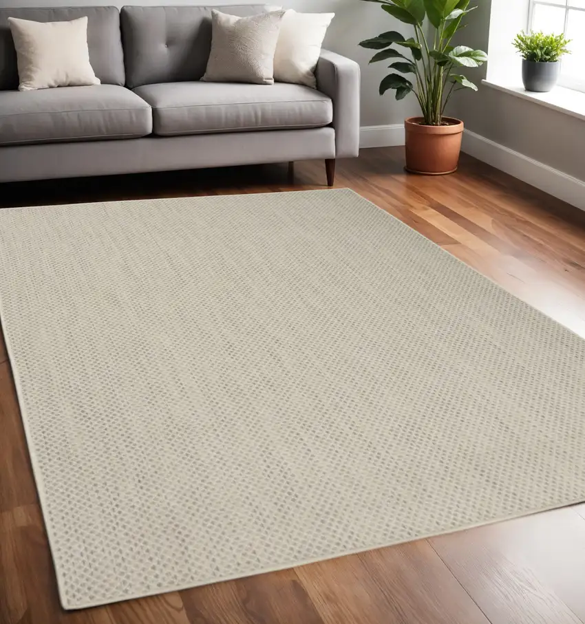 Ivory Geometric Power Loom Area Rug Photo 2