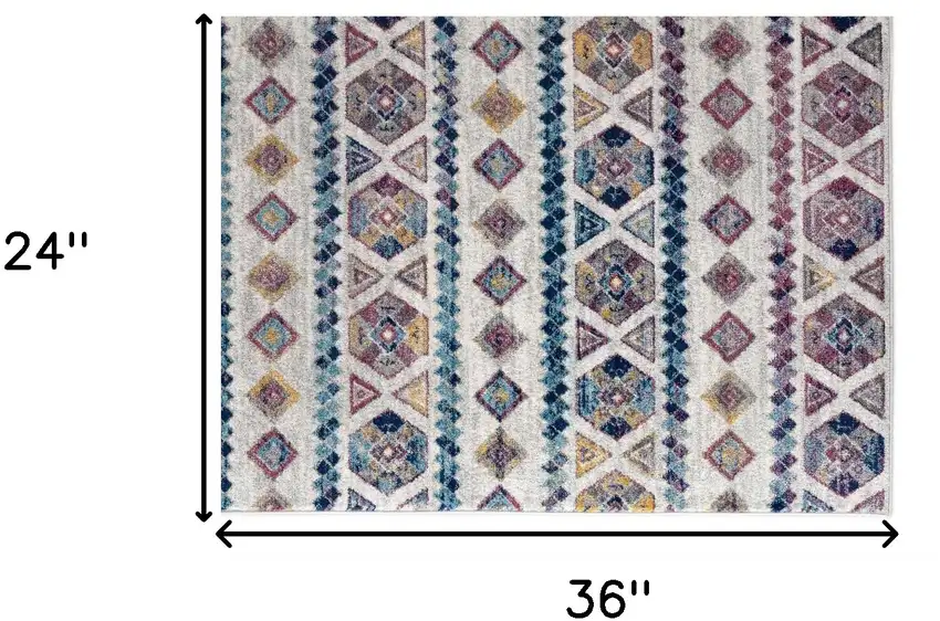 Ivory Geometric Power Loom Area Rug Photo 5