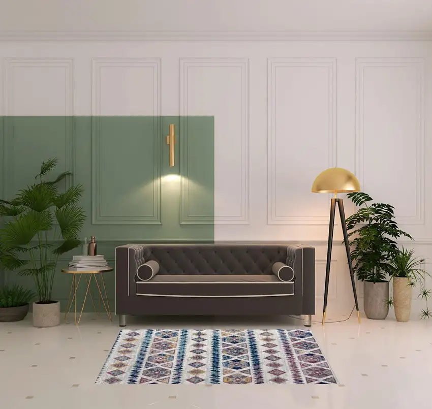 Ivory Geometric Power Loom Area Rug Photo 2