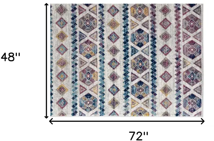 Ivory Geometric Power Loom Area Rug Photo 5