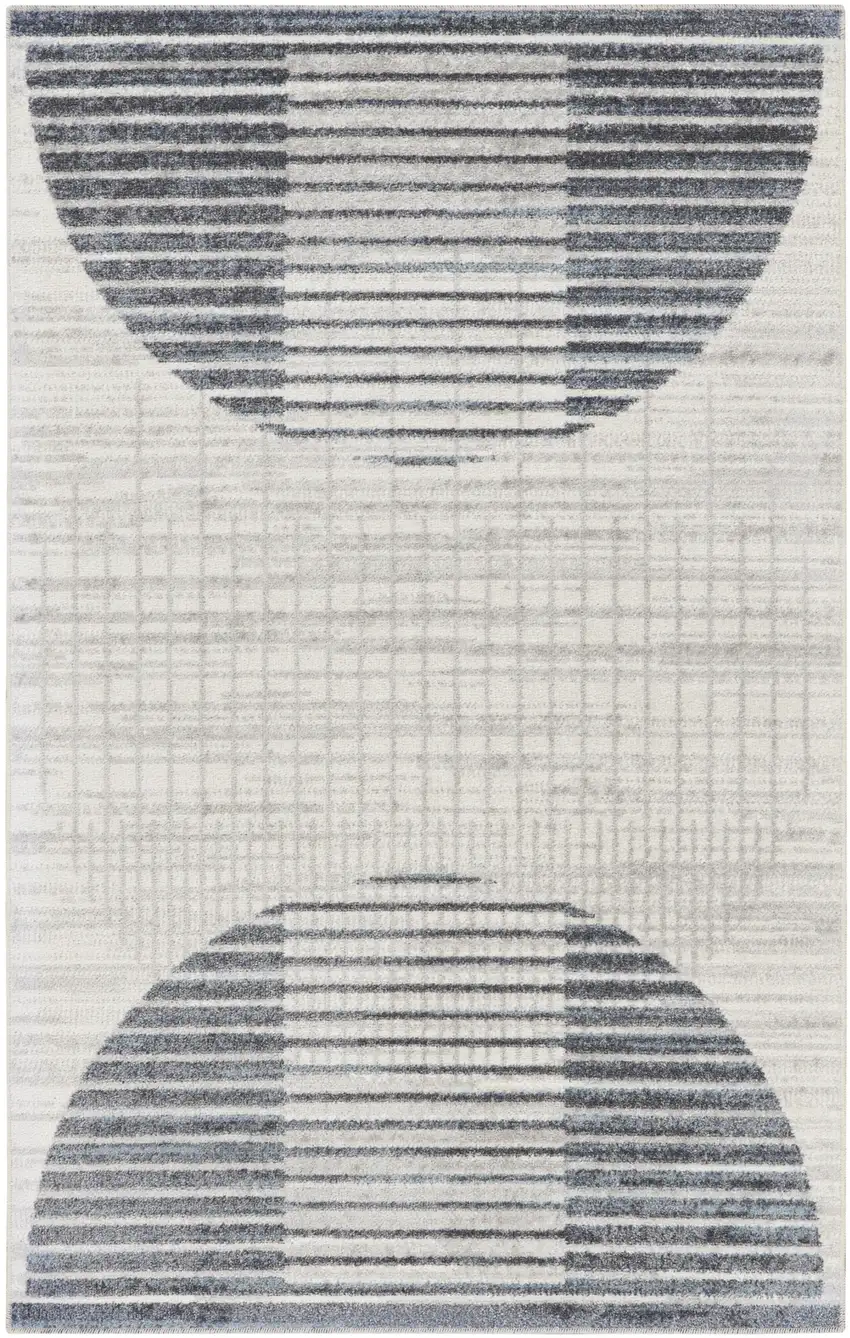 Ivory Geometric Power Loom Washable Area Rug Photo 2