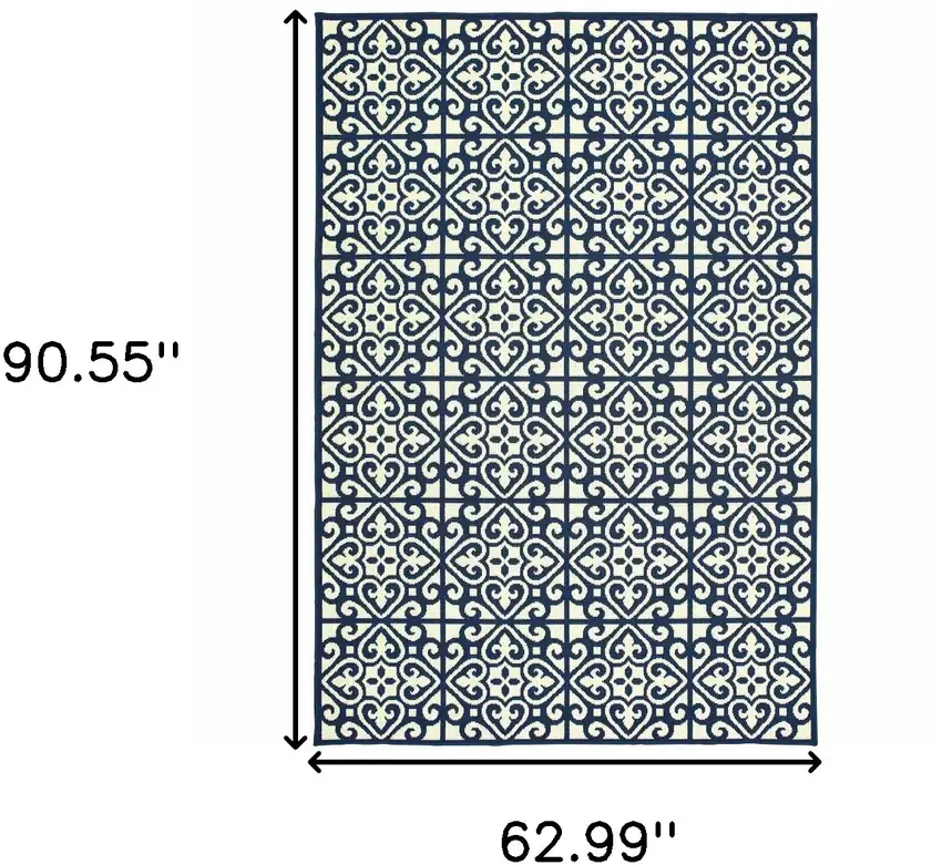 Ivory Geometric Stain Resistant Indoor Outdoor Area Rug Photo 5