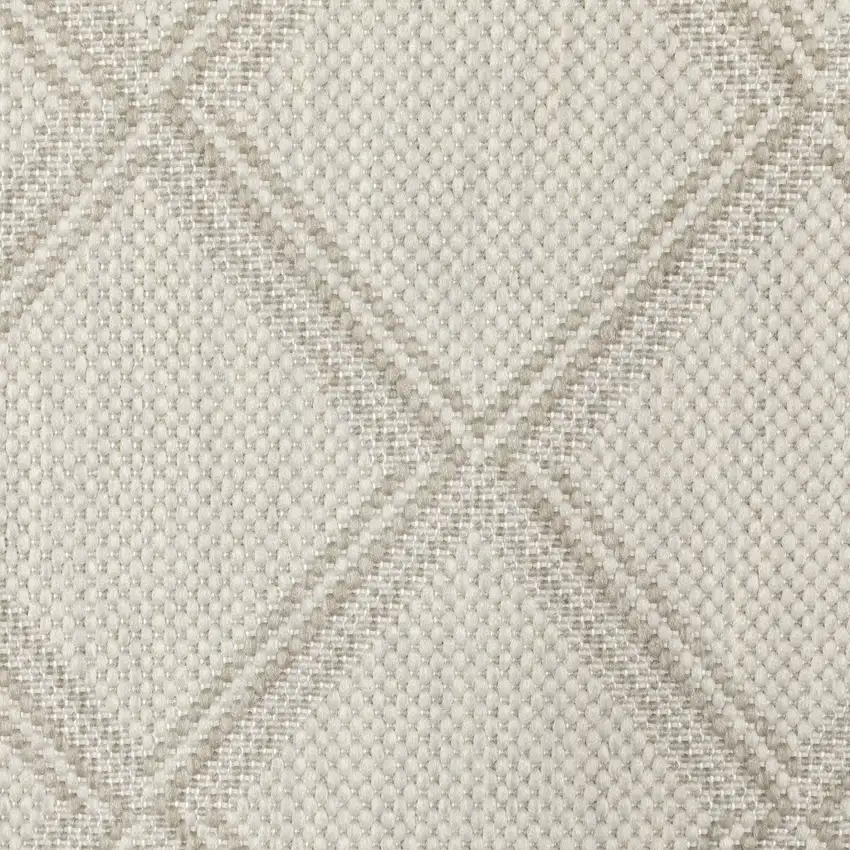 Gray and Ivory Geometric Stain Resistant Indoor Outdoor Area Rug Photo 9