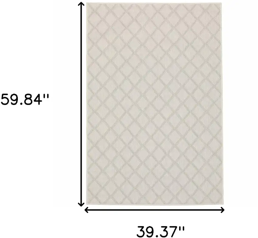 Ivory Geometric Stain Resistant Indoor Outdoor Area Rug Photo 9