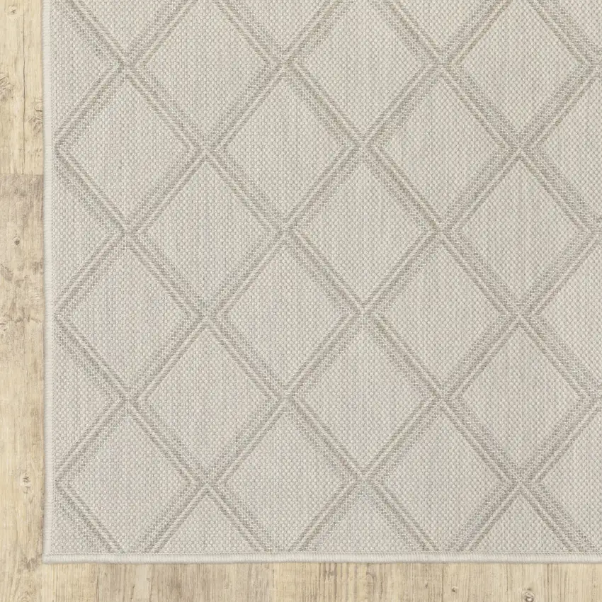 Ivory Geometric Stain Resistant Indoor Outdoor Area Rug Photo 7