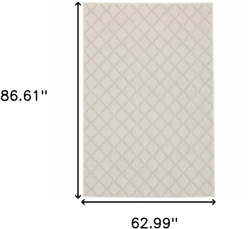 Ivory Geometric Stain Resistant Indoor Outdoor Area Rug Photo 9