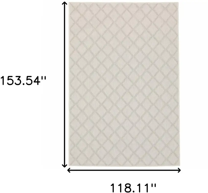 Ivory Geometric Stain Resistant Indoor Outdoor Area Rug Photo 9
