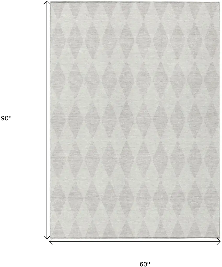 Ivory Geometric Washable Indoor Outdoor Area Rug Photo 3