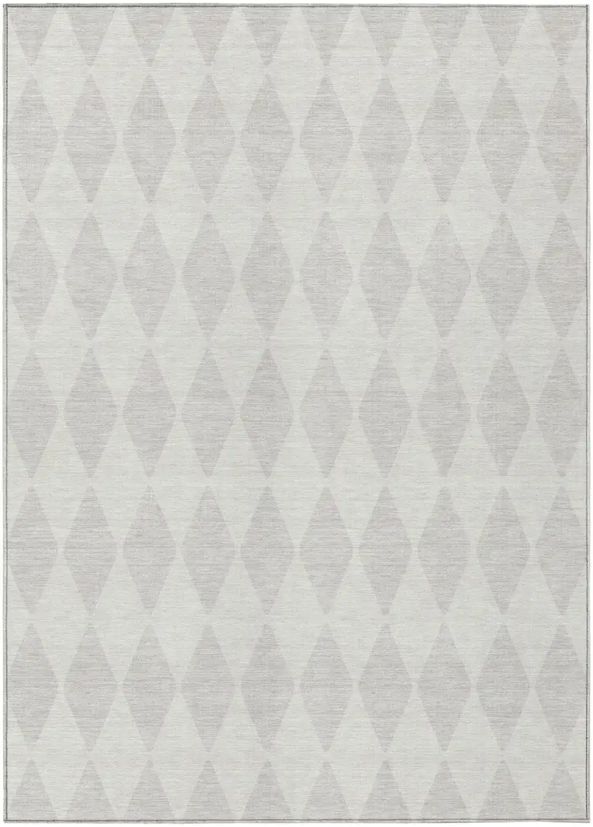 Ivory Geometric Washable Indoor Outdoor Area Rug Photo 2