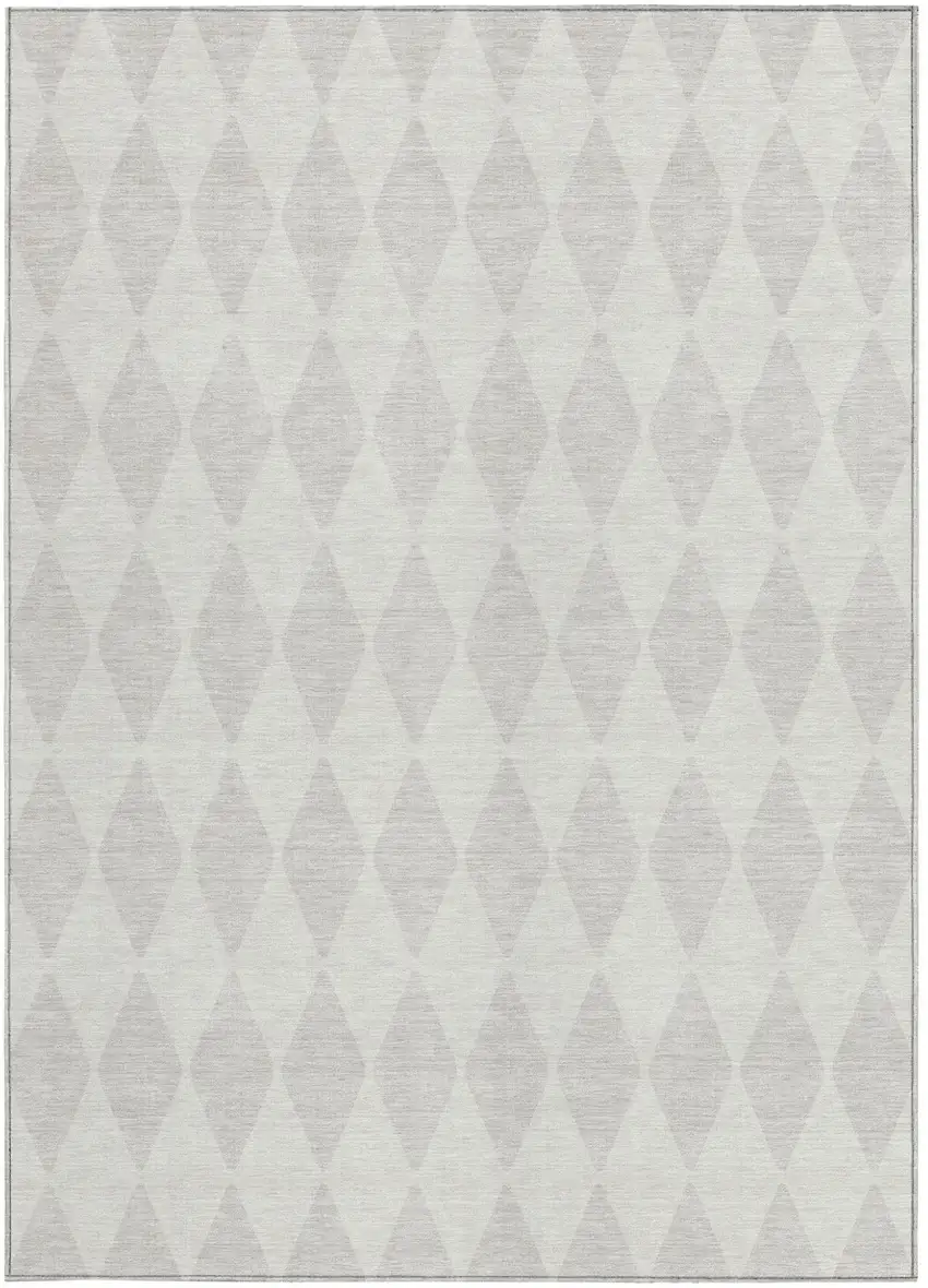 Ivory And Beige Geometric Washable Indoor Outdoor Area Rug Photo 5