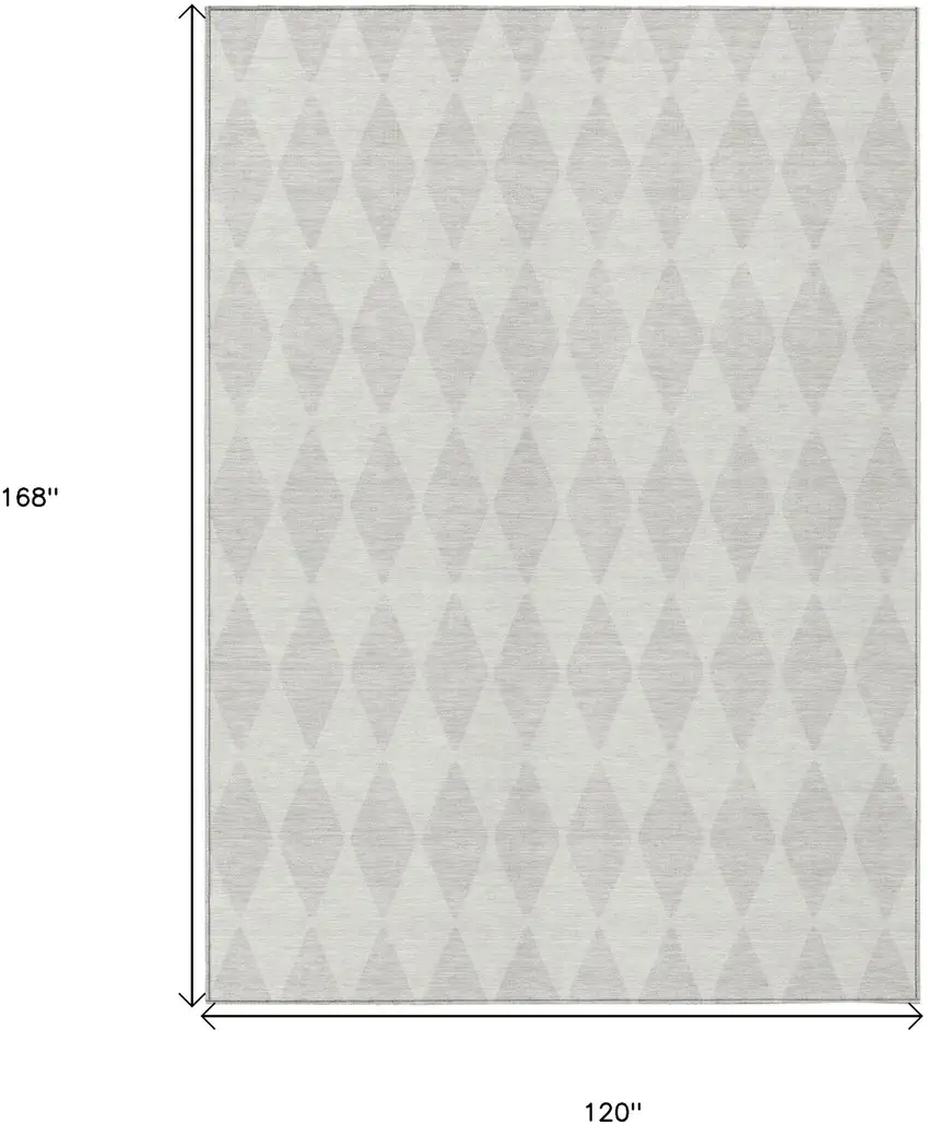 Ivory And Beige Geometric Washable Indoor Outdoor Area Rug Photo 3