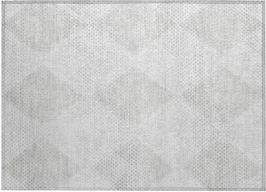 Ivory Geometric Washable Non Skid Indoor Outdoor Area Rug Photo 2