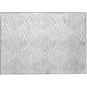 Photo of Ivory Geometric Washable Non Skid Indoor Outdoor Area Rug