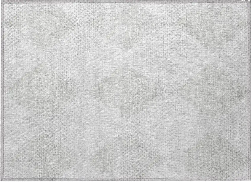 Ivory Geometric Washable Non Skid Indoor Outdoor Area Rug Photo 5