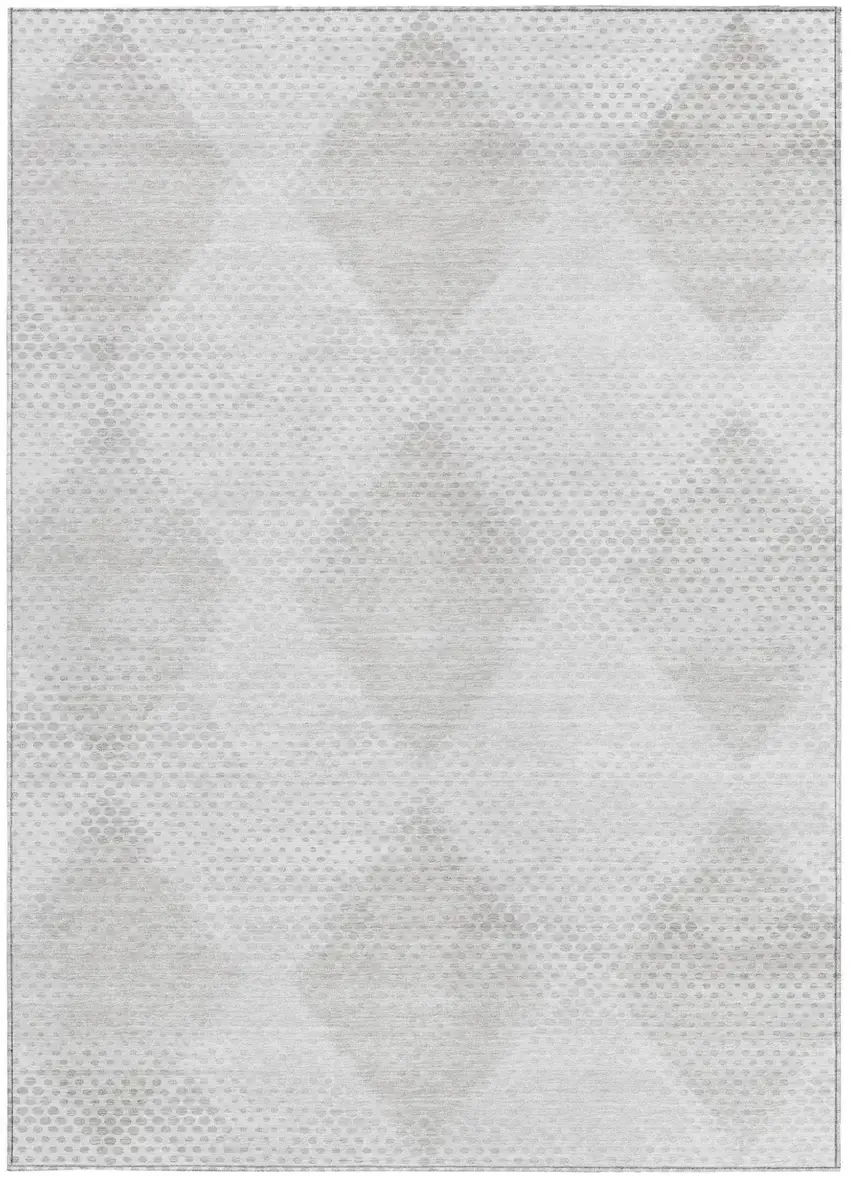Ivory Geometric Washable Non Skid Indoor Outdoor Area Rug Photo 5