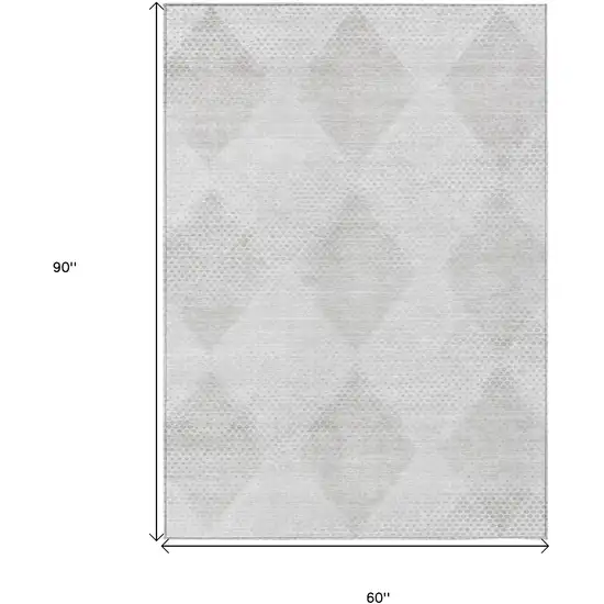 Ivory Geometric Washable Non Skid Indoor Outdoor Area Rug Photo 7