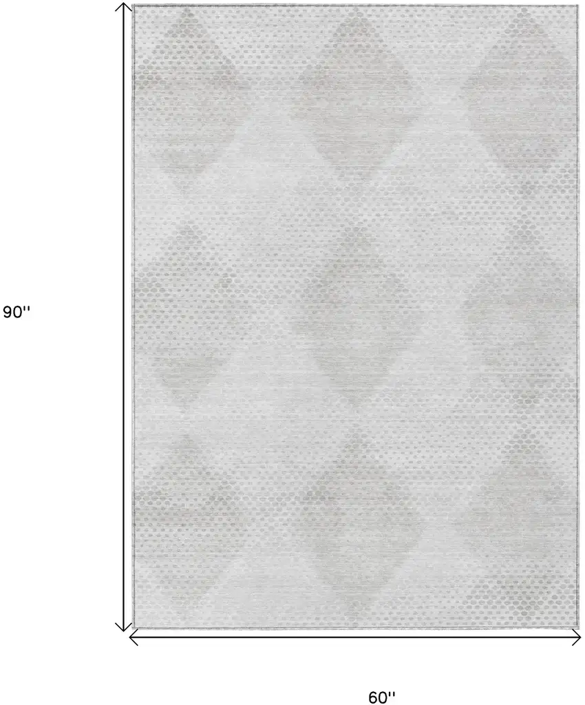Ivory Geometric Washable Non Skid Indoor Outdoor Area Rug Photo 7