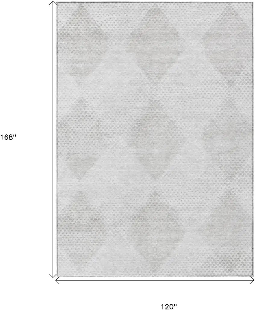 Ivory Geometric Washable Non Skid Indoor Outdoor Area Rug Photo 3