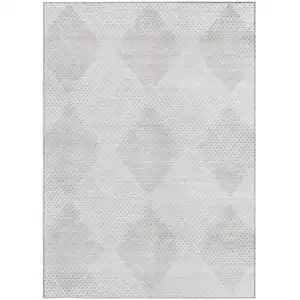 Photo of Ivory Geometric Washable Non Skid Indoor Outdoor Area Rug