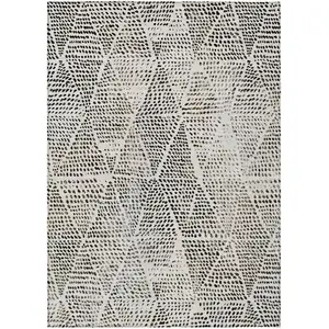 Photo of Ivory Geometric Washable Non Skid Indoor Outdoor Area Rug