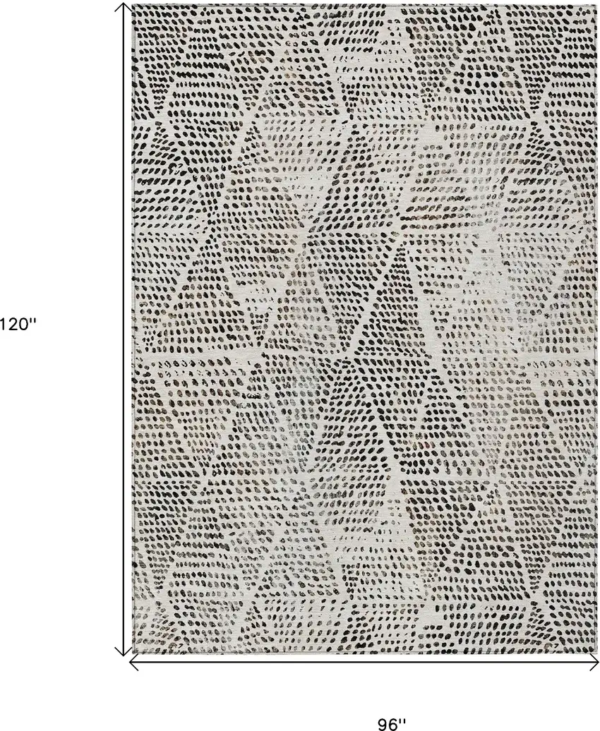 Ivory Geometric Washable Non Skid Indoor Outdoor Area Rug Photo 3