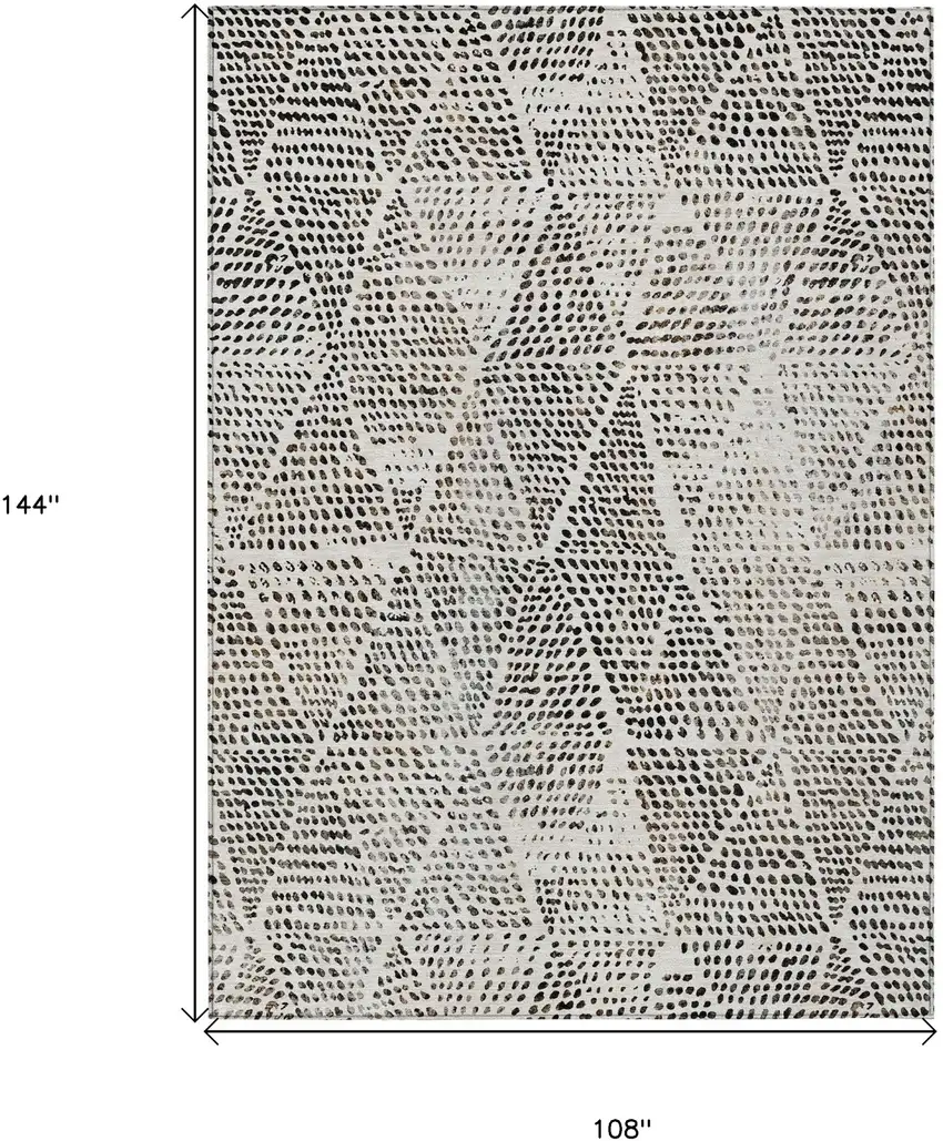 Ivory Geometric Washable Non Skid Indoor Outdoor Area Rug Photo 3