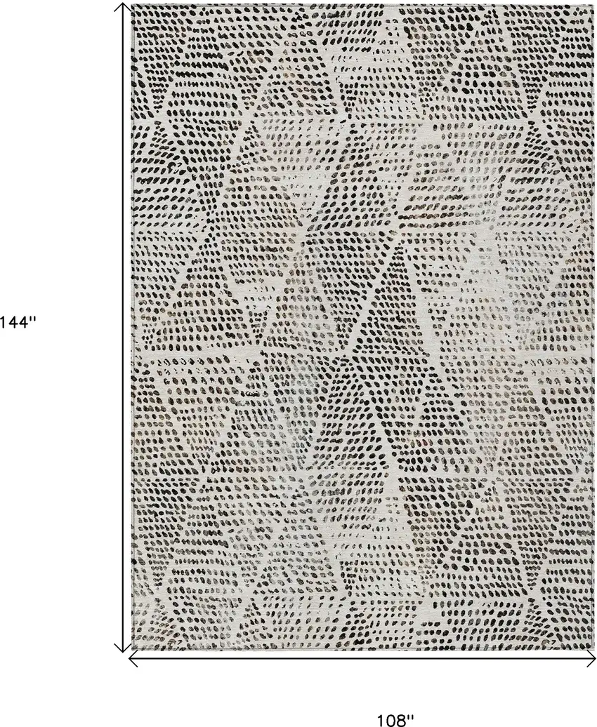 Ivory Geometric Washable Non Skid Indoor Outdoor Area Rug Photo 3