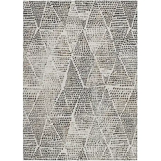 Ivory Geometric Washable Non Skid Indoor Outdoor Area Rug Photo 5