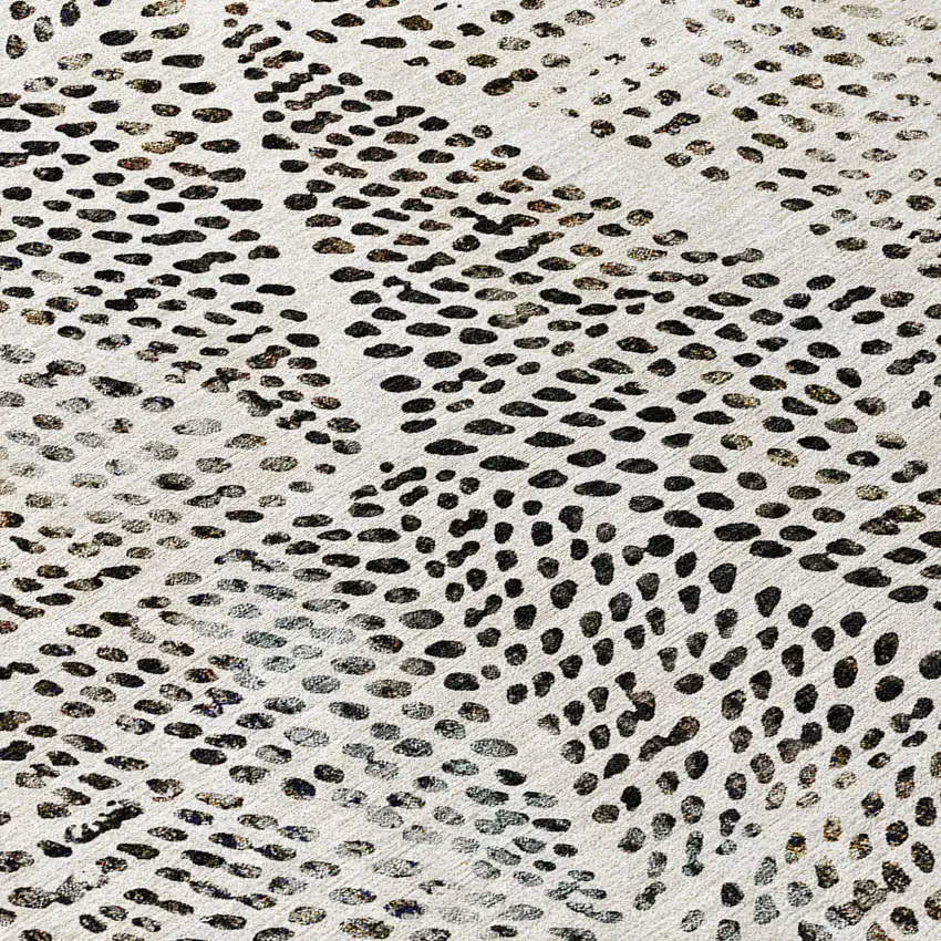 Ivory Charcoal And Beige Geometric Washable Indoor Outdoor Area Rug Photo 7