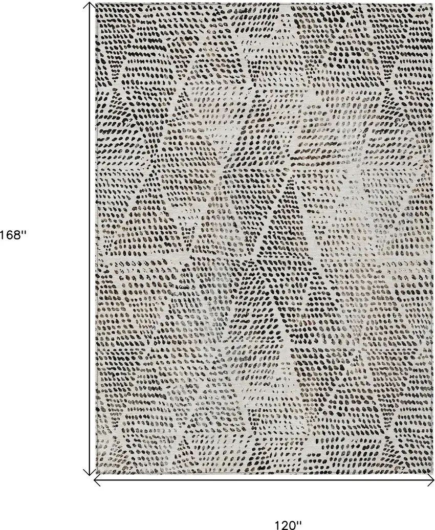 Ivory Geometric Washable Non Skid Indoor Outdoor Area Rug Photo 9