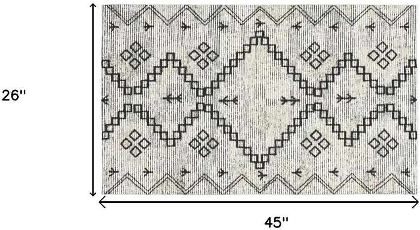 Ivory Geometric Worn Faded Area Rug Photo 3
