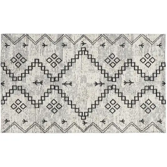 Ivory Geometric Worn Faded Area Rug Photo 1