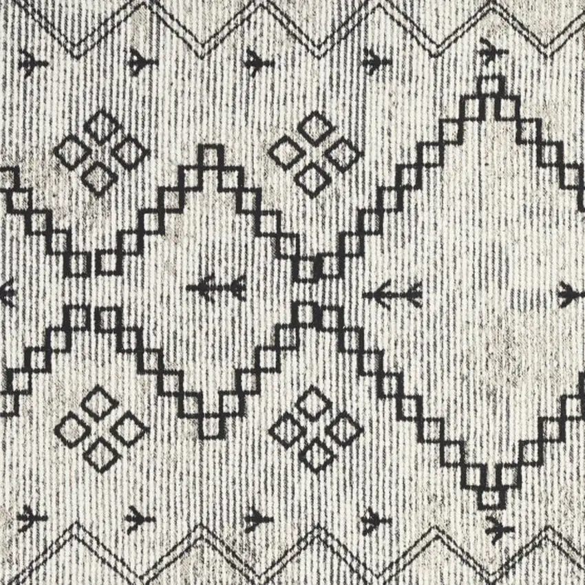 Ivory Geometric Worn Faded Area Rug Photo 4